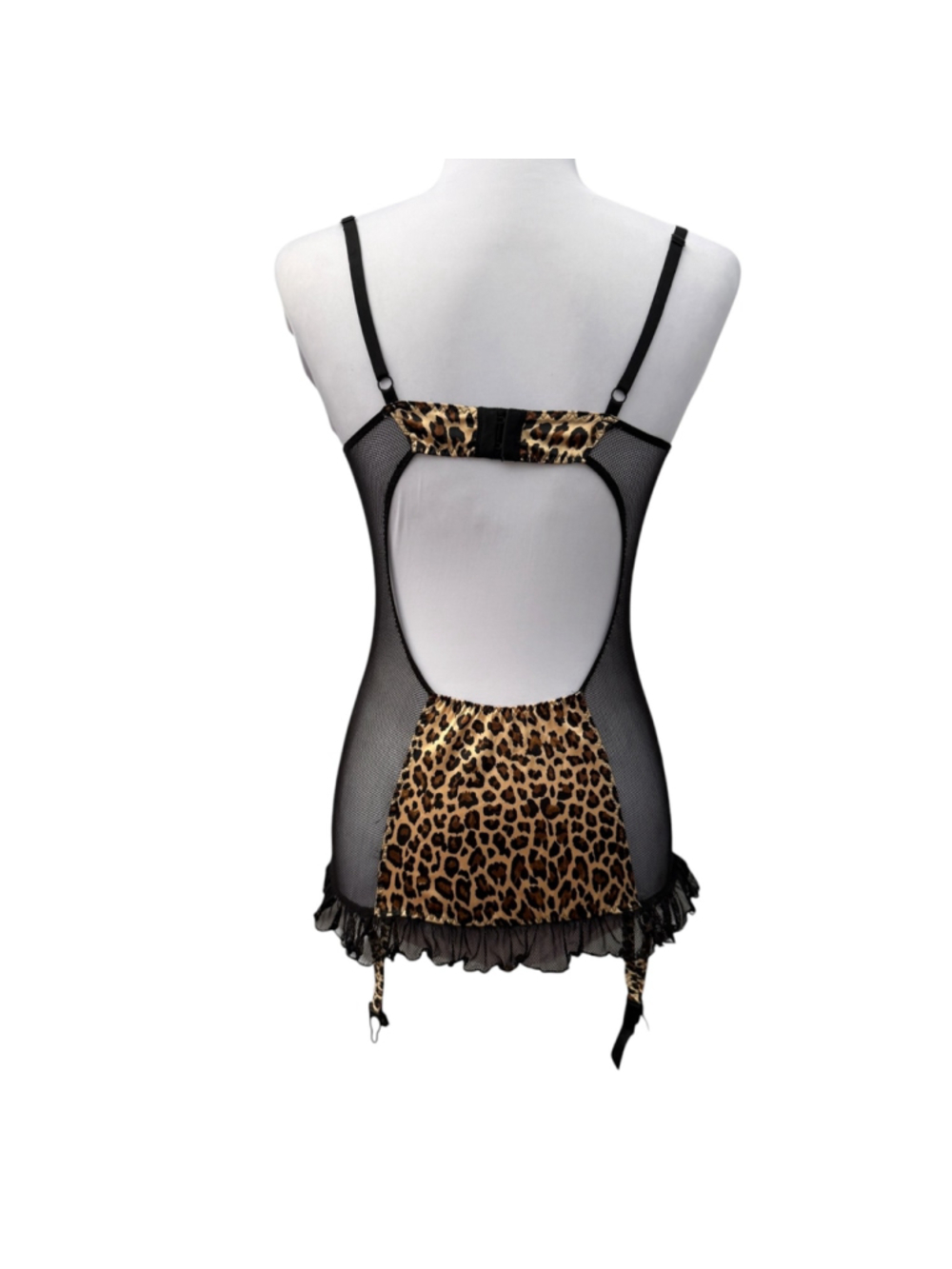 Seduction by Frederick’s of Hollywood Leopard Print Mesh Garter Chemise Size M - Picture 3 of 7